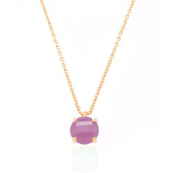 Colgante Plata Dorada Mujer COM0011DOCR Piedra Mineral Cuarzo Rosa
