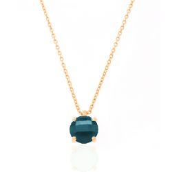 Colgante Plata Dorada Mujer COM0011DOGB Piedra Mineral Glass Blue