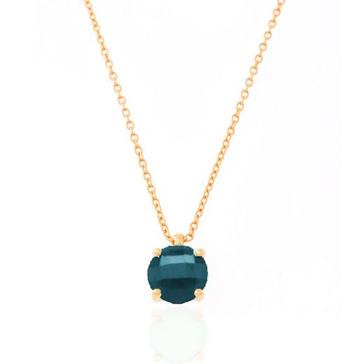 Colgante Plata Dorada Mujer COM0011DOGB Piedra Mineral Glass Blue