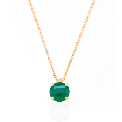 Colgante Plata Dorada Mujer COM0011DOOV Piedra Mineral Onix Verde