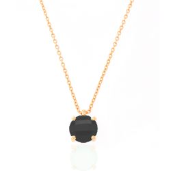 Colgante Plata Dorada Mujer COM0011DOOX Piedra Mineral Onix Negro