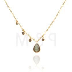 Colgante Plata Dorada Mujer COM0017DOLA Piedras Minerales Labradorita