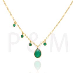 Colgante Plata Dorada Mujer COM0017DOOV Piedras Minerales Onix Verde