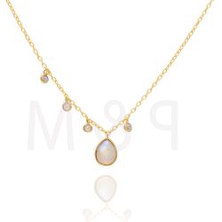 Colgante Plata Dorada Mujer COM0017DOPL Piedras Minerales Piedra Luna