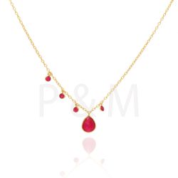 Colgante Plata Dorada Mujer COM0017DORU Piedras Minerales Rubí