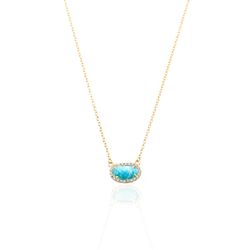 Colgante Plata Dorada Mujer COM0019DOAZ Piedra Mineral Amazonita Ovalada