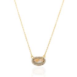Colgante Plata Dorada Mujer COM0019DOLA Piedra Mineral Labradorita Ovalada