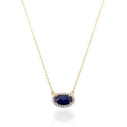 Colgante Plata Dorada Mujer COM0019DOLP Piedra Mineral Lapislázuli Ovalada