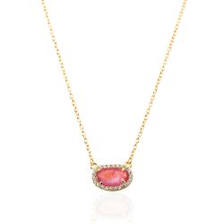 Colgante Plata Dorada Mujer COM0019DORU Piedra Mineral Rubí Ovalada