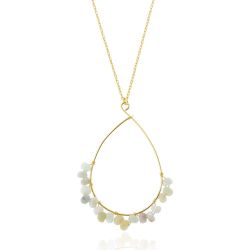 Colgante Plata Dorada Mujer COM0021DOAZ Piedra Mineral Amazonita