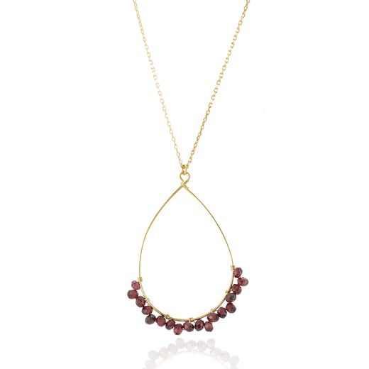 Colgante Plata Dorada Mujer COM0021DOGR Piedra Mineral Granate