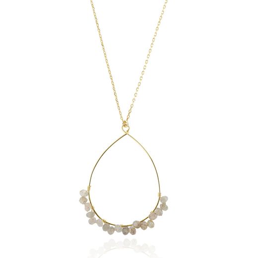 Colgante Plata Dorada Mujer COM0021DOLA Piedra Mineral Labradorita