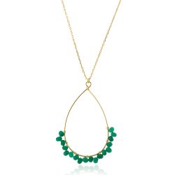 Colgante Plata Dorada Mujer COM0021DOOV Piedra Mineral Onix Verde