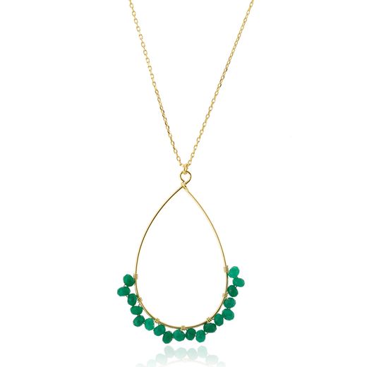 Colgante Plata Dorada Mujer COM0021DOOV Piedra Mineral Onix Verde