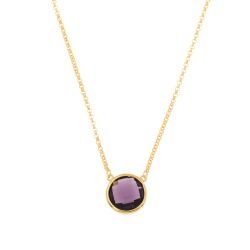 Colgante Plata Dorada Mujer COM0023DOAM Piedra Mineral Rubí Redonda