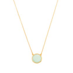 Colgante Plata Dorada Mujer COM0023DOCA Piedra Mineral Calcedonia Redonda
