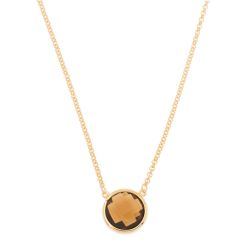 Colgante Plata Dorada Mujer COM0023DOCH Piedra Mineral Cuarzo Ahumado Redonda