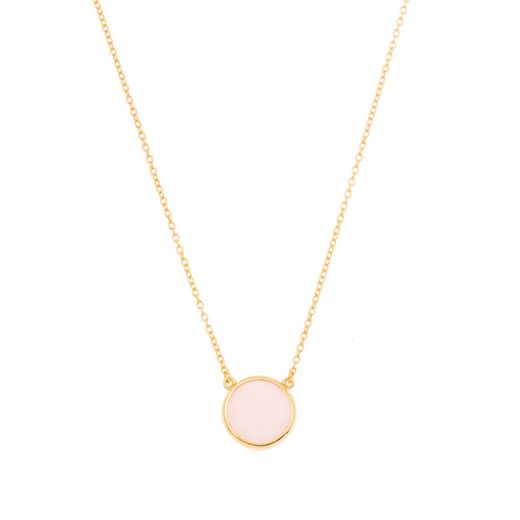 Colgante Plata Dorada Mujer COM0023DOCR Piedra Mineral Cuarzo Rosa Redonda