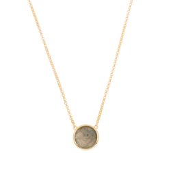 Colgante Plata Dorada Mujer COM0023DOLA Piedra Mineral Labradorita Redonda