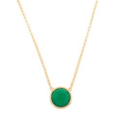 Colgante Plata Dorada Mujer COM0023DOOV Piedra Mineral Onix Verde Redonda