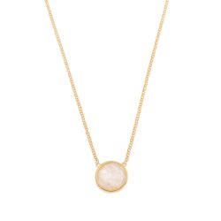 Colgante Plata Dorada Mujer COM0023DOPL Piedra Mineral Piedra Luna Redonda