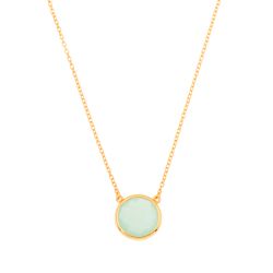 Colgante Plata Dorada Mujer COM0024DOCA Piedra Mineral Calcedonia Redondo