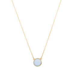 Colgante Plata Dorada Mujer COM0024DOCB Piedra Mineral Calcedonia Azul Redondo