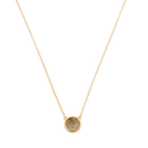 Colgante Plata Dorada Mujer COM0024DOLA Piedra Mineral Labradorita Redondo