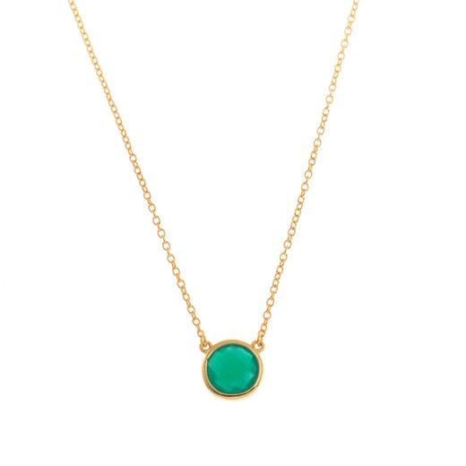 Colgante Plata Dorada Mujer COM0024DOOV Piedra Mineral Onix Verde Redondo