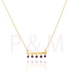Colgante Plata Dorada Mujer COM0026DOCA Piedras Minerales Calcedonia