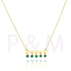 Colgante Plata Dorada Mujer COM0026DOOV Piedras Minerales Onix Verde