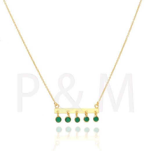 Colgante Plata Dorada Mujer COM0026DOOV Piedras Minerales Onix Verde