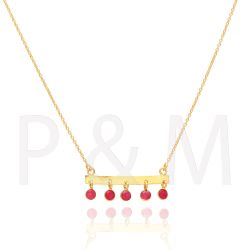 Colgante Plata Dorada Mujer COM0026DORU Piedras Minerales Rubí