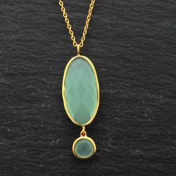 Colgante Plata Dorada Mujer COM0027DOCA Piedras Minerales Calcedonia