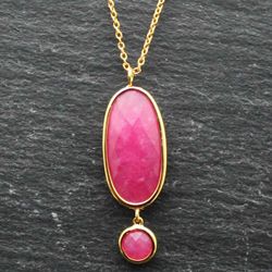 Colgante Plata Dorada Mujer COM0027DORU Piedras Minerales Rubí