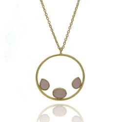 Colgante Plata Dorada Mujer COM0031DORU Rosario Piedras Minerales Rubí