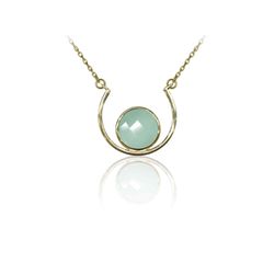 Colgante Plata Dorada Mujer COM0037DOCA Piedras Minerales Calcedonia