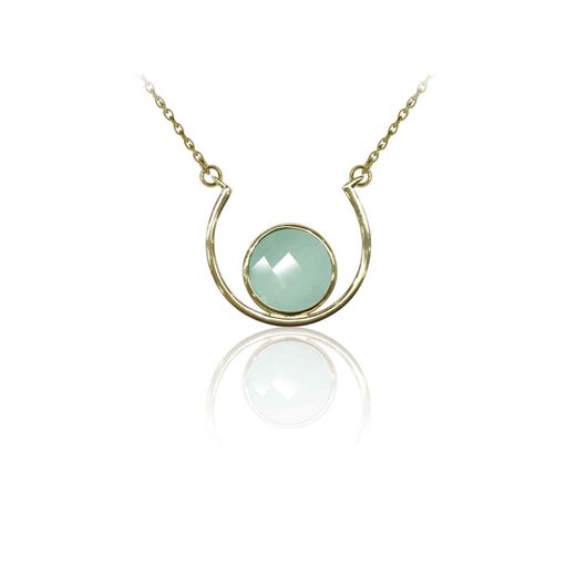 Colgante Plata Dorada Mujer COM0037DOCA Piedras Minerales Calcedonia