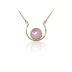Colgante Plata Dorada Mujer COM0037DOCR Piedras Minerales Cuarzo Rosa