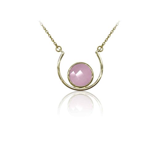 Colgante Plata Dorada Mujer COM0037DOCR Piedras Minerales Cuarzo Rosa
