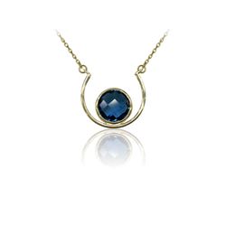 Colgante Plata Dorada Mujer COM0037DOGB Piedras Minerales Glass Blue