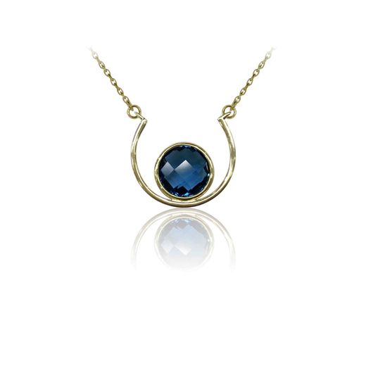 Colgante Plata Dorada Mujer COM0037DOGB Piedras Minerales Glass Blue