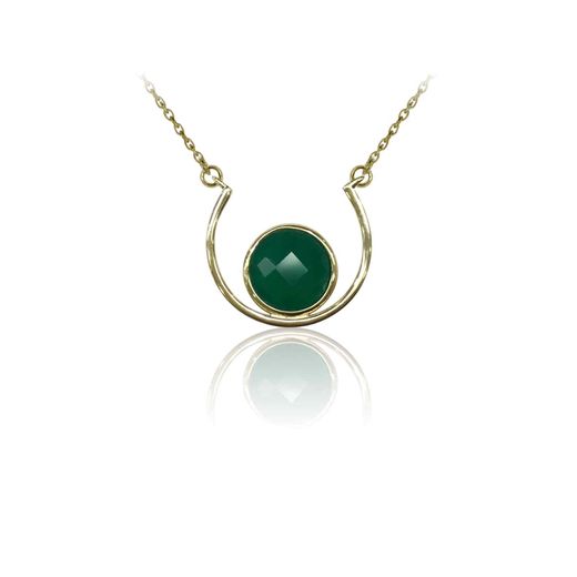 Colgante Plata Dorada Mujer COM0037DOOV Piedras Minerales Onix Verde