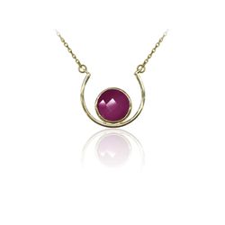 Colgante Plata Dorada Mujer COM0037DORU Piedras Minerales Rubí