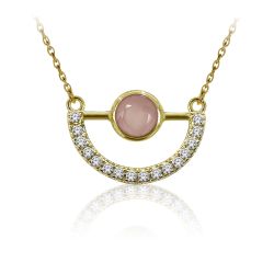Colgante Plata Dorada Mujer COM0038DOCR Piedras Minerales Cuarzo Rosa