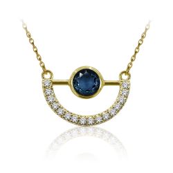 Colgante Plata Dorada Mujer COM0038DOGB Piedras Minerales Glass Blue