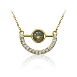 Colgante Plata Dorada Mujer COM0038DOLA Piedras Minerales Labradorita