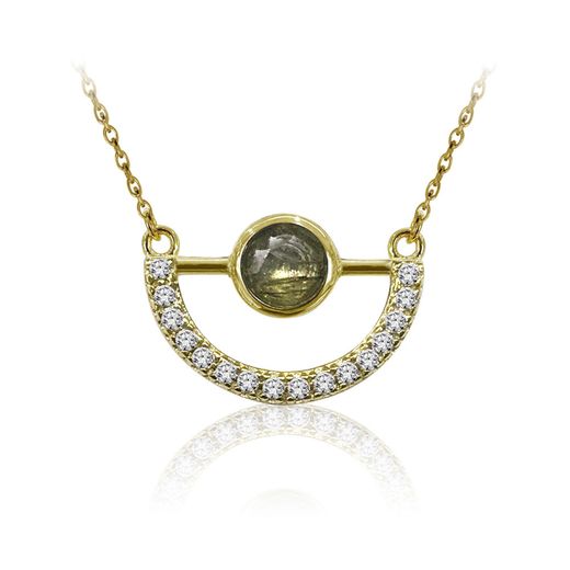 Colgante Plata Dorada Mujer COM0038DOLA Piedras Minerales Labradorita