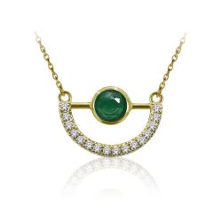 Colgante Plata Dorada Mujer COM0038DOOV Piedras Minerales Onix Verde