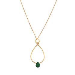 Colgante Plata Dorada Mujer COM0044DOOV Piedras Minerales Onix Verde